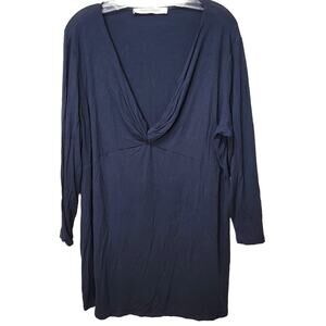 Marina Rinaldi XL Top Black V Neck Long Sleeve Stretch Jersey